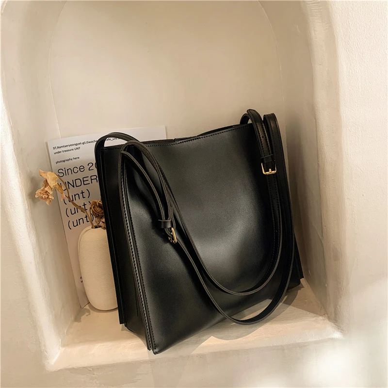 Vintage Large Capacity Women\'s Handbags Fashion Texture Pu Underarm Bags Simple All-match Shoulder Crossbody Bag Casual Totes