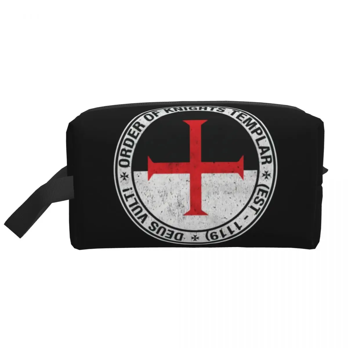 Bolsa de aseo de guerrero Medieval con símbolo de armadura cruzada con sello de caballero templario, organizador de maquillaje cosmético, caja de Kit Dopp de almacenamiento de belleza