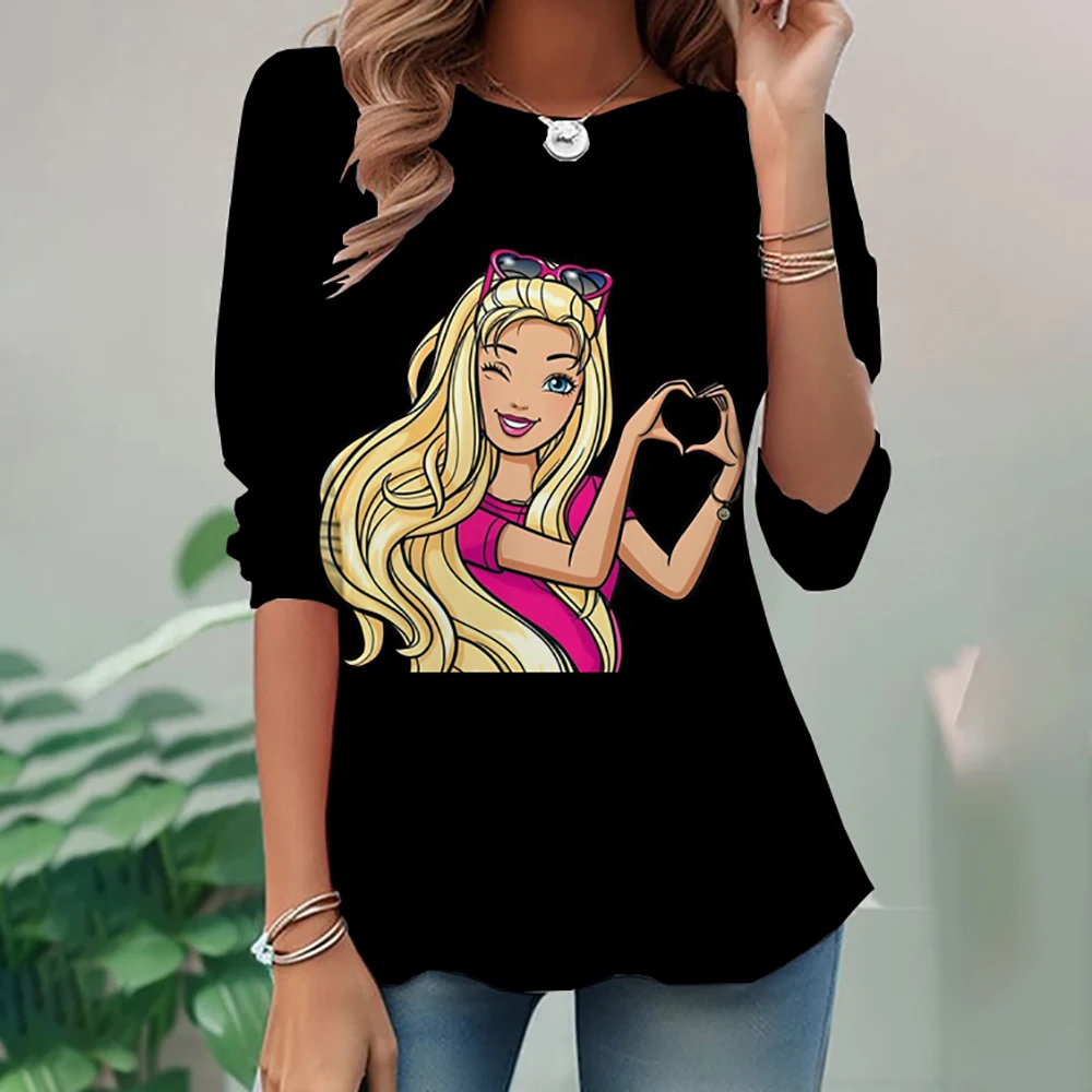 Barbie Princess print T-Shirt For Women 3D Printed T Shirts Summer Fashion Casual Loose Tees Round Neck Tops Short Sleeves