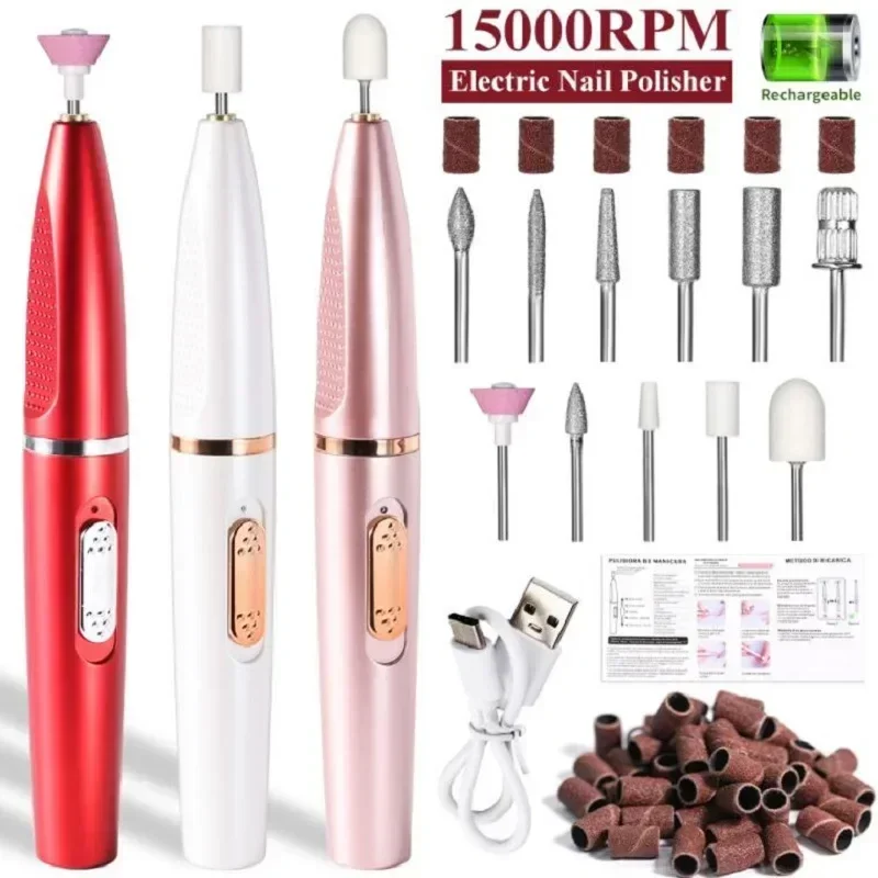 Electric Nail Polisher Drill Bits Professional Nails Grinding Polishing Dead Skin Removal Art Sanding File Pen Manicure Machine