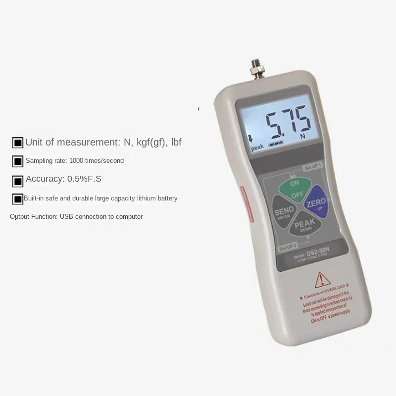Tensile Tester High Precision Digital Display Pressure Gauge External Push Pull Thrust Meter Calibrator Ds2 0-5000N