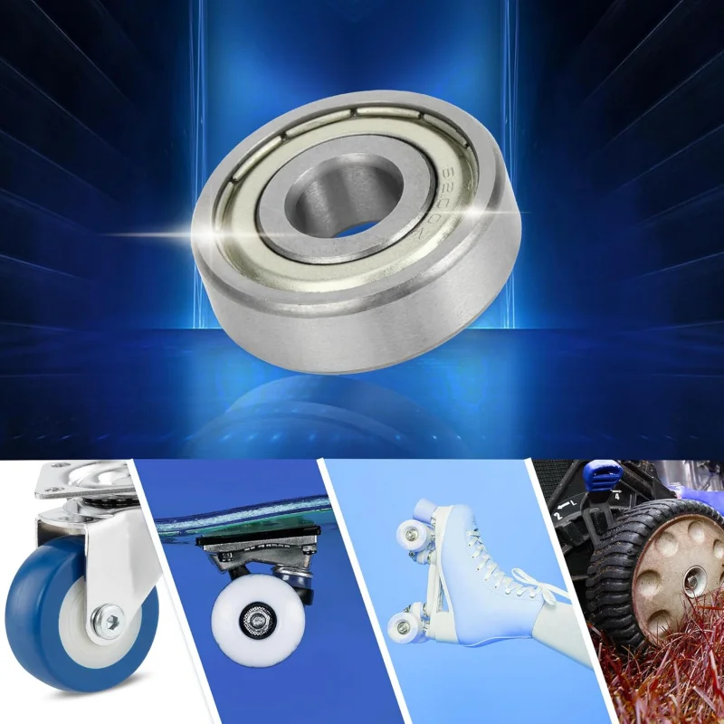 6200z Deep Groove Ball Bearings P6 10x30x9mm Lubricated Bearings Metal Seal Silver Tone Scooter Skateboard Wheel - Pack of 4
