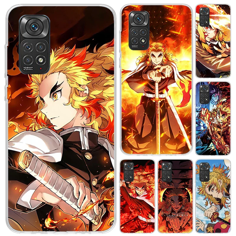 Demon Slayer Rengoku Kyoujurou Phone Case for Xiaomi Redmi Note 13 12S 12 11S 11 11T 11E 10S 9 Pro Plus 8 8T 9T 7 Soft Funda Pri