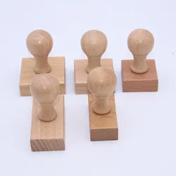 3Pcs Wooden Handle Seal Square Beech Wood Material Wooden Seal Stamp Handle DIY Decorative Wooden Seal Handle Crafts Handles