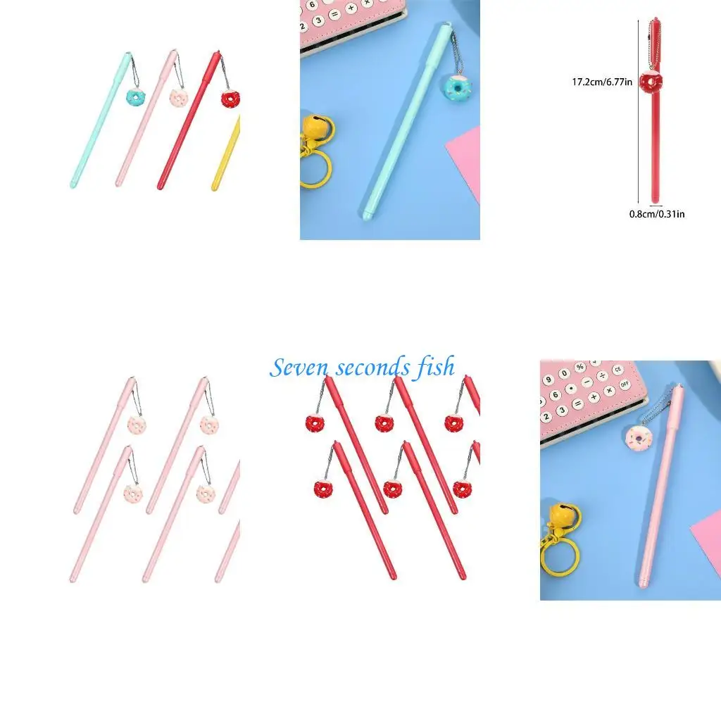 

L74B 6Pcs Desserts Pendant Gel Pen 1.0MM Tip for Women Girl Student Writing Journaling Drawing Office School Writing Tool