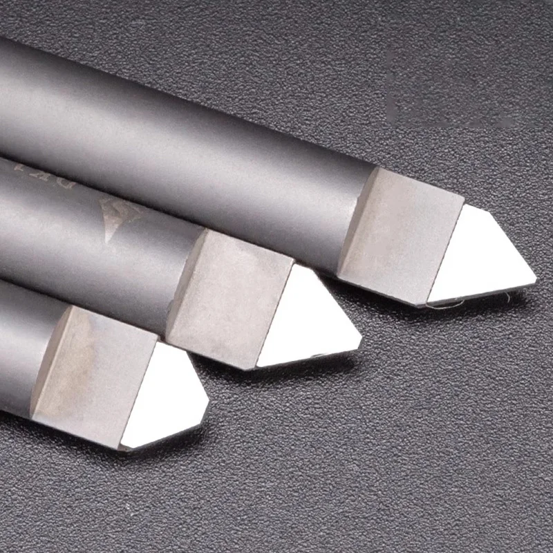 HUHAO PCD เพชรหินแกะสลักเครื่องมือแกะสลักเครื่องตัด PCD เครื่องมือสําหรับ CNC 6mm Shank แกะสลัก Bits V รูปเครื่องตัด