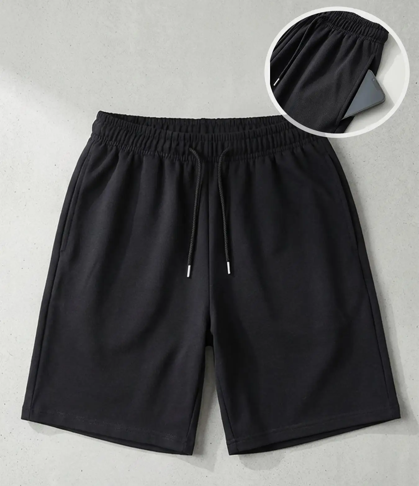 

Black Color Men Joggers Casual Elastic Waist Shorts Running Pocket Gym Pants Summer Wide-Leg Male Short Pant Drawstring Clothing