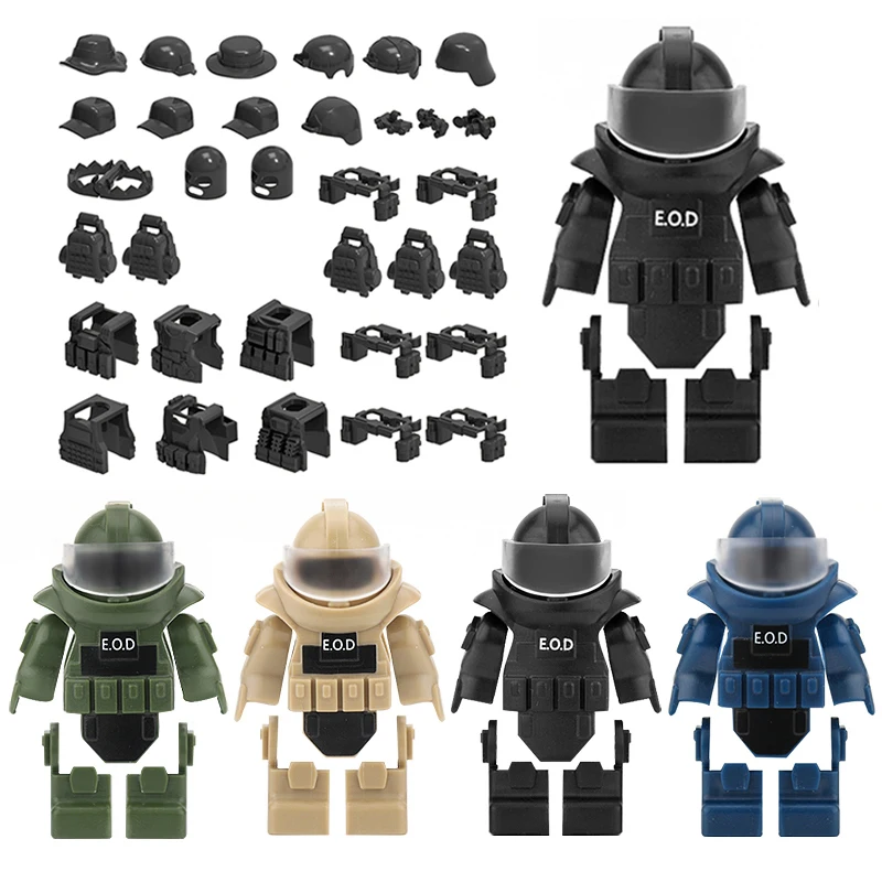 Modern Policemen Vest Equipment Accessories Building Blocks Military SWAT Soldiers Figures Bomb Disposal Suit Mini Bricks Toys