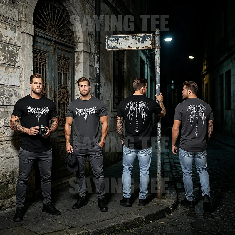 Y2K Wing Tattoo Metal Rock Streetwear T-Shirt aus weicher Baumwolle, cooler Humor, dunkle Gothic-Grafik, Bekleidung für Herren, kurzärmelige T-Shirts – Detail 3