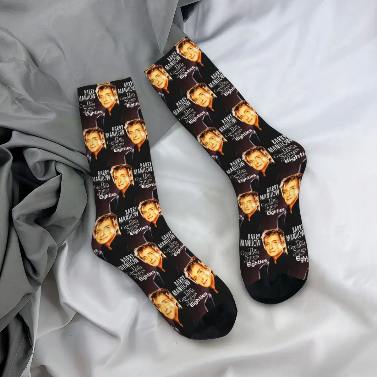 

All Seasons Crew Stockings Popular Musician Barry Manilow Socks Casual Long Socks Accessories for Men Women Gifts