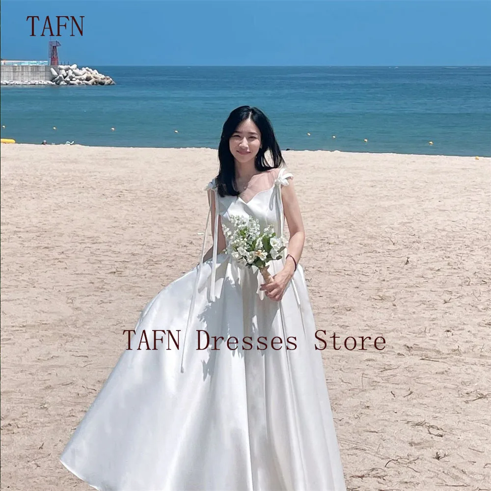 

TAFN 2025 한국 웨딩드레스 Simple New Wedding Dresses Photo Shoot A-line Floor-Length Sleeveless Bridal Gown Beach Custom Made