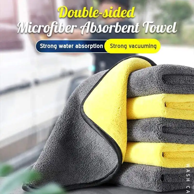 Double-sided Microfiber Absorbent Towel Car Towel Auto Washing Detailing Towel Clean Cloth Microfiber Coral Fleece Thickened