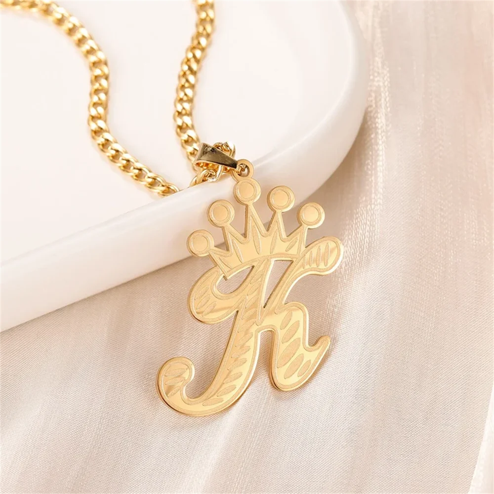 Customized 3D Nameplate Pendant Personalized Initial Letter Necklaces Stainless Steel Gold Cuban Chain Necklaces For Women