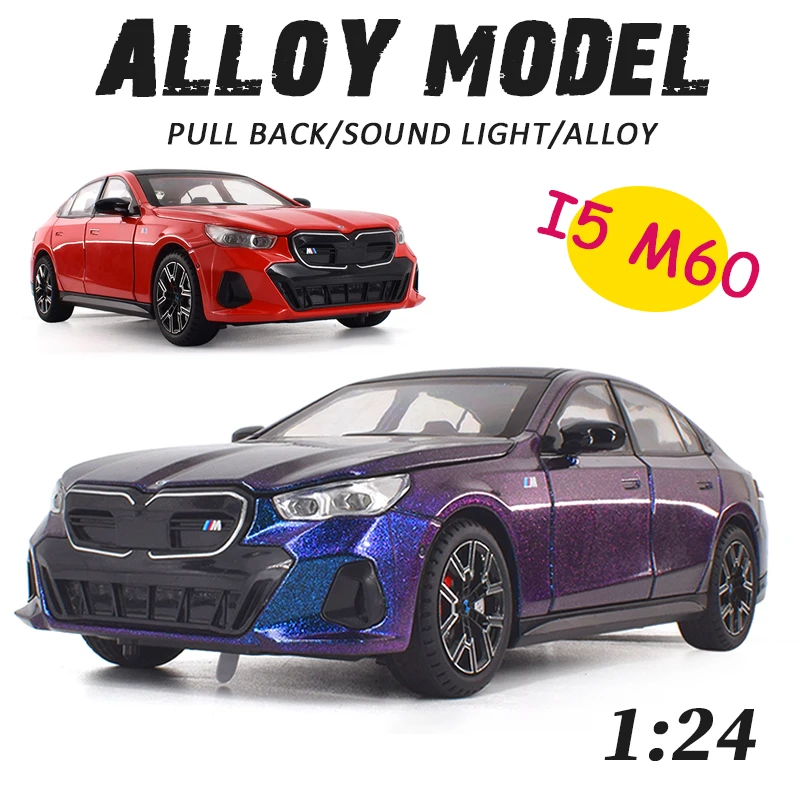 

Luxury Car I5 M60 1/24 Scale Alloy sedan Miniature Diecast Metal Model Simulation Supercar Children ornaments Toy Vehicles Gift