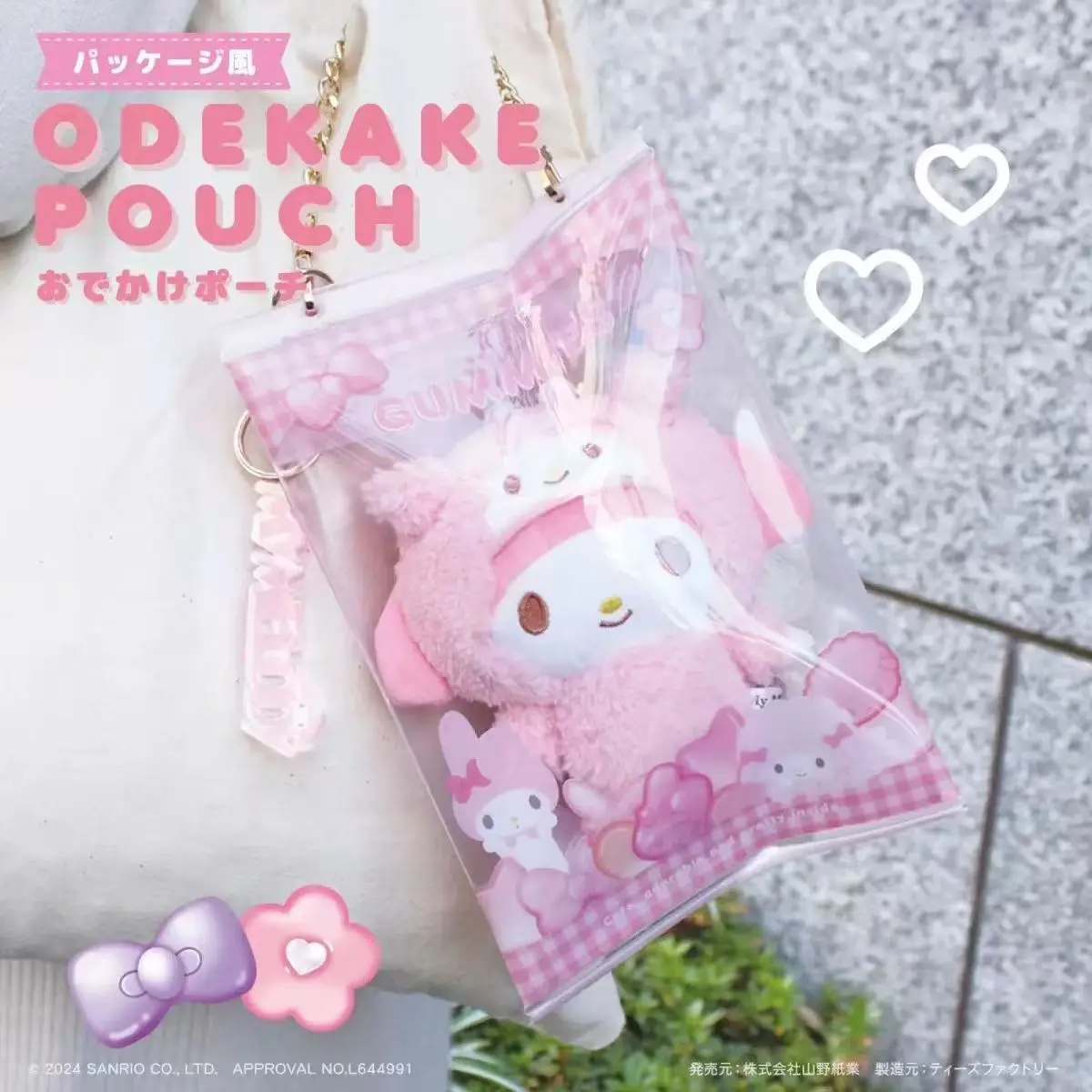 2025 Sanrio Ita bag Pvc Transparent Storage Bag Melody Kuromi Cinnamoroll Doll Decorative Organizer Bag Pendant Anime Plush Toys