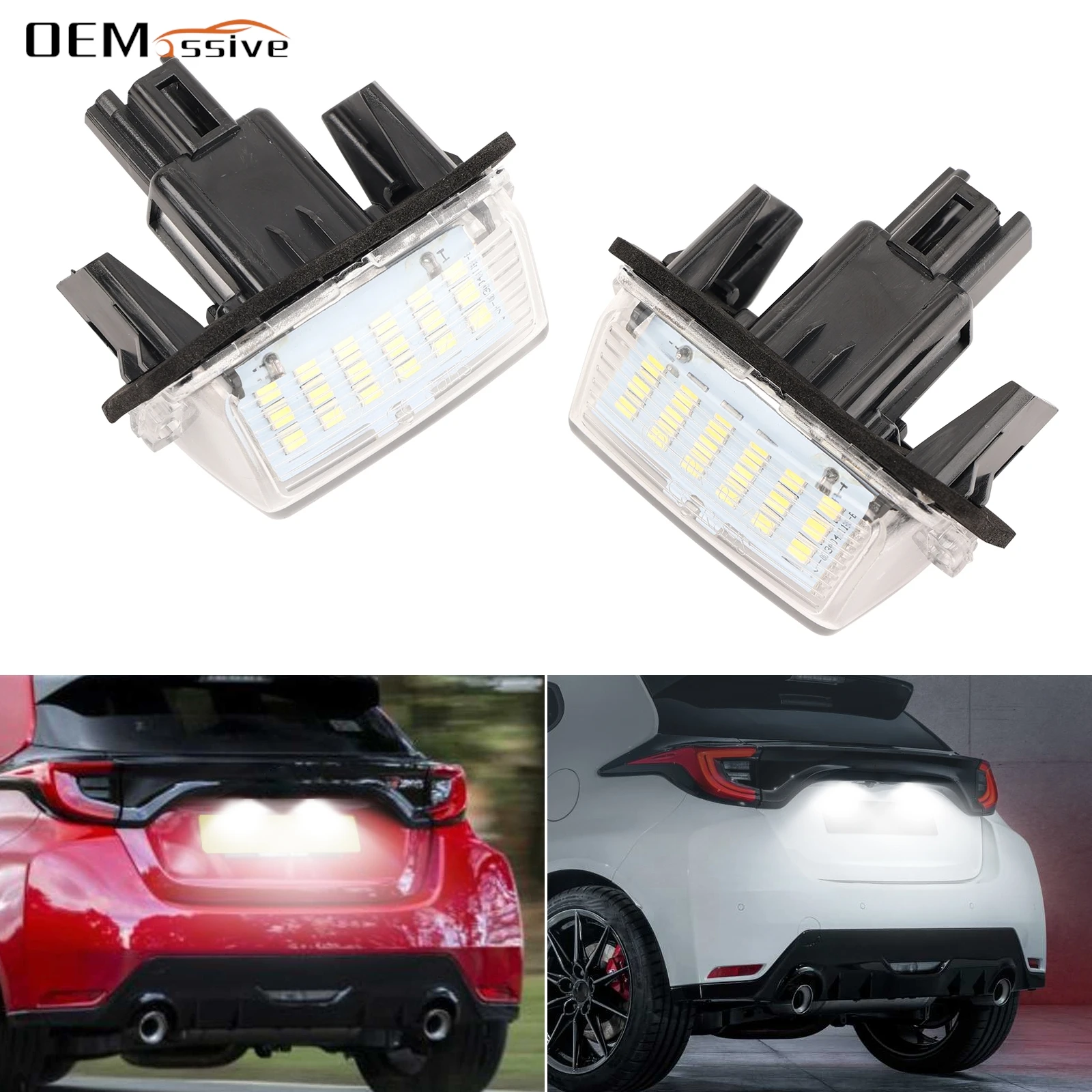 For Toyota Yaris Camry Highlander Prius C Avalon LED License Number Plate Lights Lamp White Light 12V 6000K Toyota Accessories