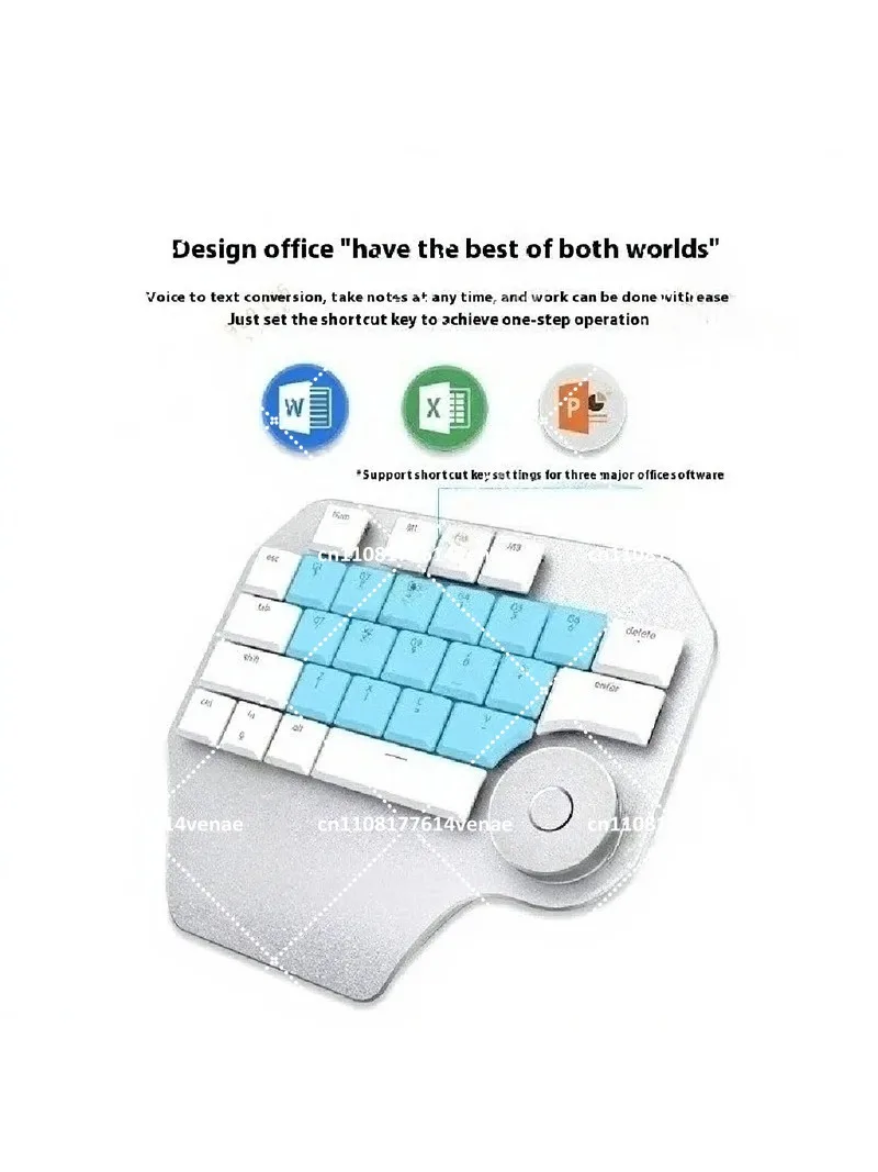 Custom Mechanical Keyboard with Smart Knob for Designer, Office, CAD, Photoshop, One-Hand Typing - view 4
