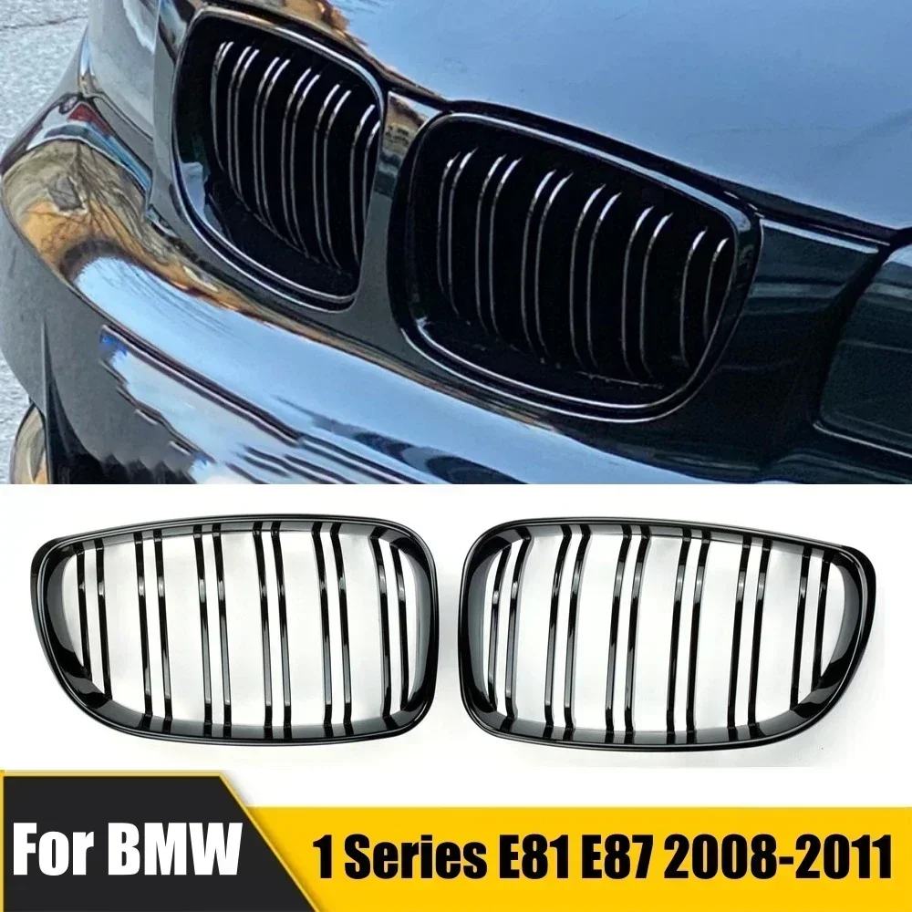 

For BMW E81 E87 E82 E88 128I 130I 135I Car Front Bumper Kidney Grille Racing Grills Grilles Gloss Black Dual Slats Grill 04-11