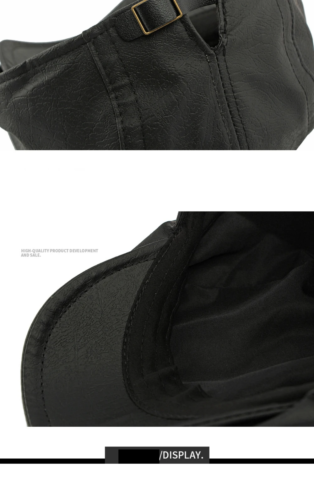 HT4867 Herren- und Damen-Baskenmütze, Vintage-Künstlermütze, Unisex, verstellbar, flache Mütze für Herbst und Winter, PU-Baskenmütze – Detail 6