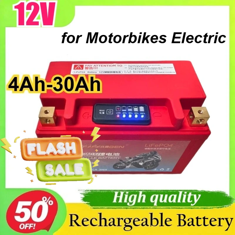 12V LiFePO4 Starting Battery for Motorcycle Universal YTX14 Battery Pack for Motorbikes Electric Battery