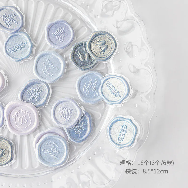 18pcs Vintage Wax Seal Stamp Stickers DIY Scrapbooking Journal Planner Decorations Korean Stationery Envelope Sealing Tags