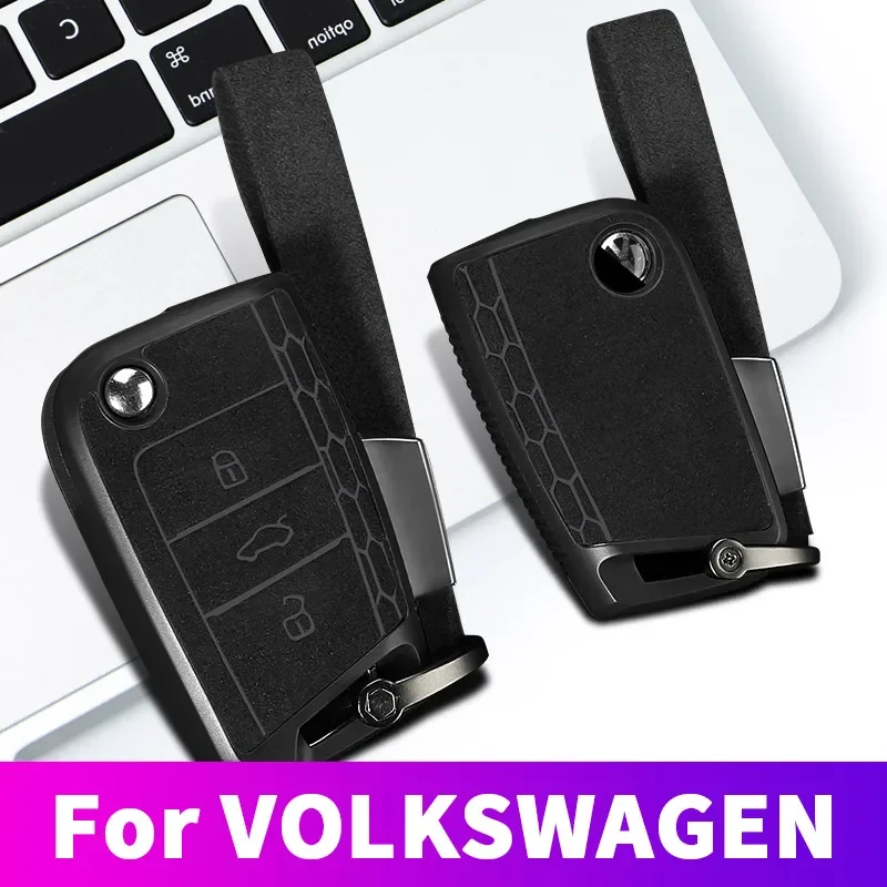 Suede TPU Car Key Protector Remote Key Case Holder For Volkswagen VW Golf 7 mk7 Seat Ibiza Leon FR 2 Altea Aztec Skoda Octavia