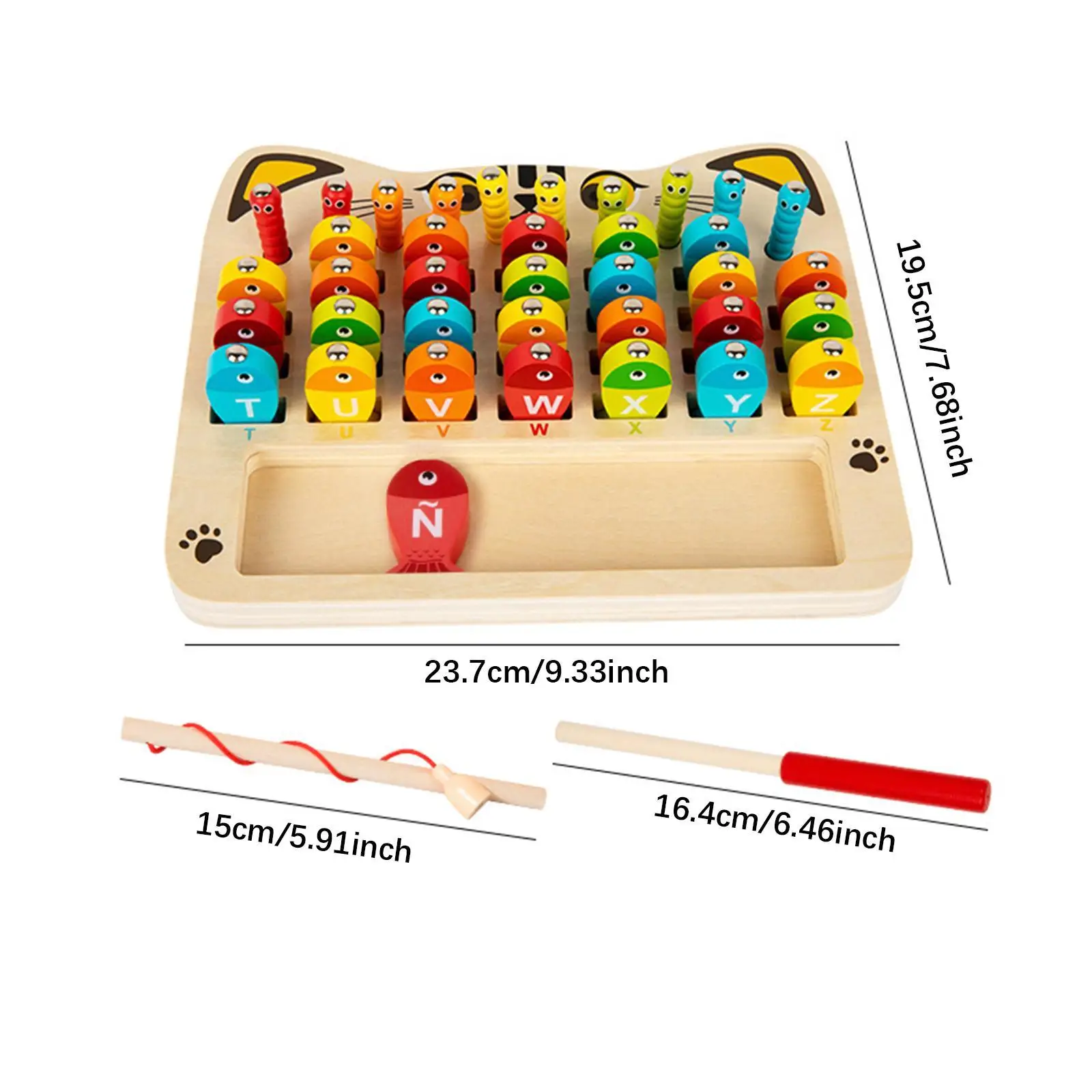 Wooden Fishing Toy Cognition Wooden Puzzle Toy for Kids Preschool Boys Girls