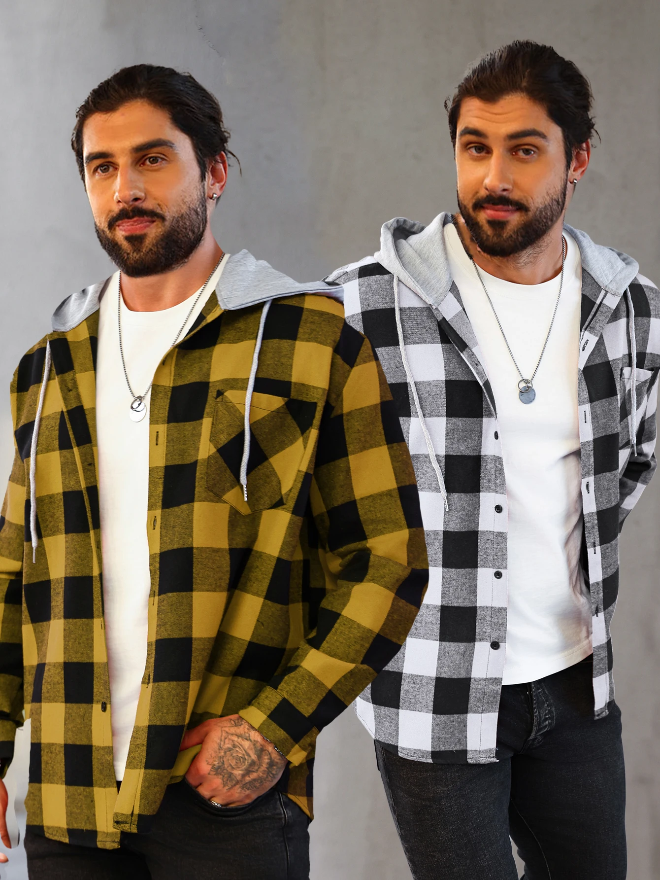 

Мужская клетчатая толстовка больших размеров из 2 предметов, рубашка с цветными блоками, универсальная внутренняя или верхняя одежда, подходит для мужчин