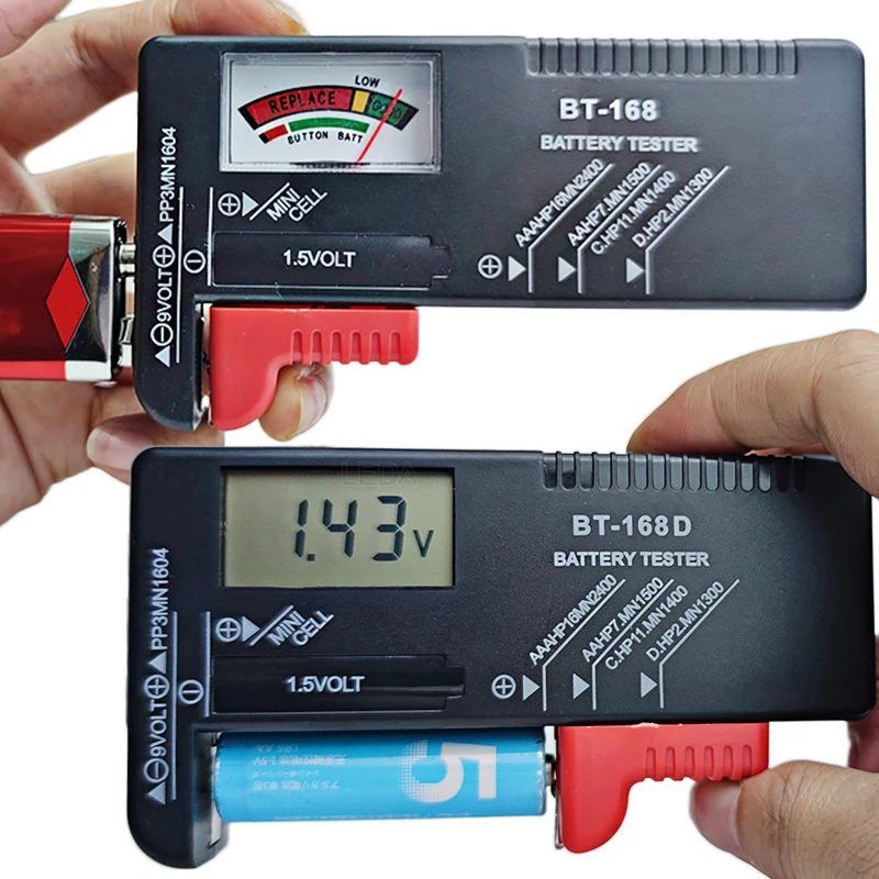 

1Pcs LCD Display BT-168 BT-168D Digital Battery Tester AA/AAA/C/D/9V/1.5V Button Cell Battery Capacity Check Detector