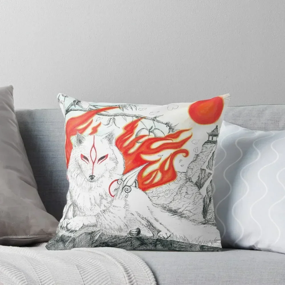 

Amaterasu Okami Throw Pillow Cusions Cover Pillowcases For Pillows Anime autumn pillowcase pillow