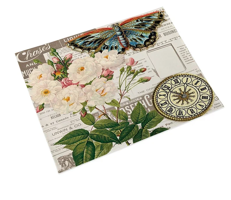 Shabby Chic Placemat Rice Paper for Decoupage Stamperia Linen Table Decor Vintage Flower Coaster Pad Bowl Coffee Cup Mat 45x32cm