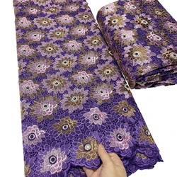 High Quality  African Cotton  Fabrics Swiss Voile Lace for Party OK7056