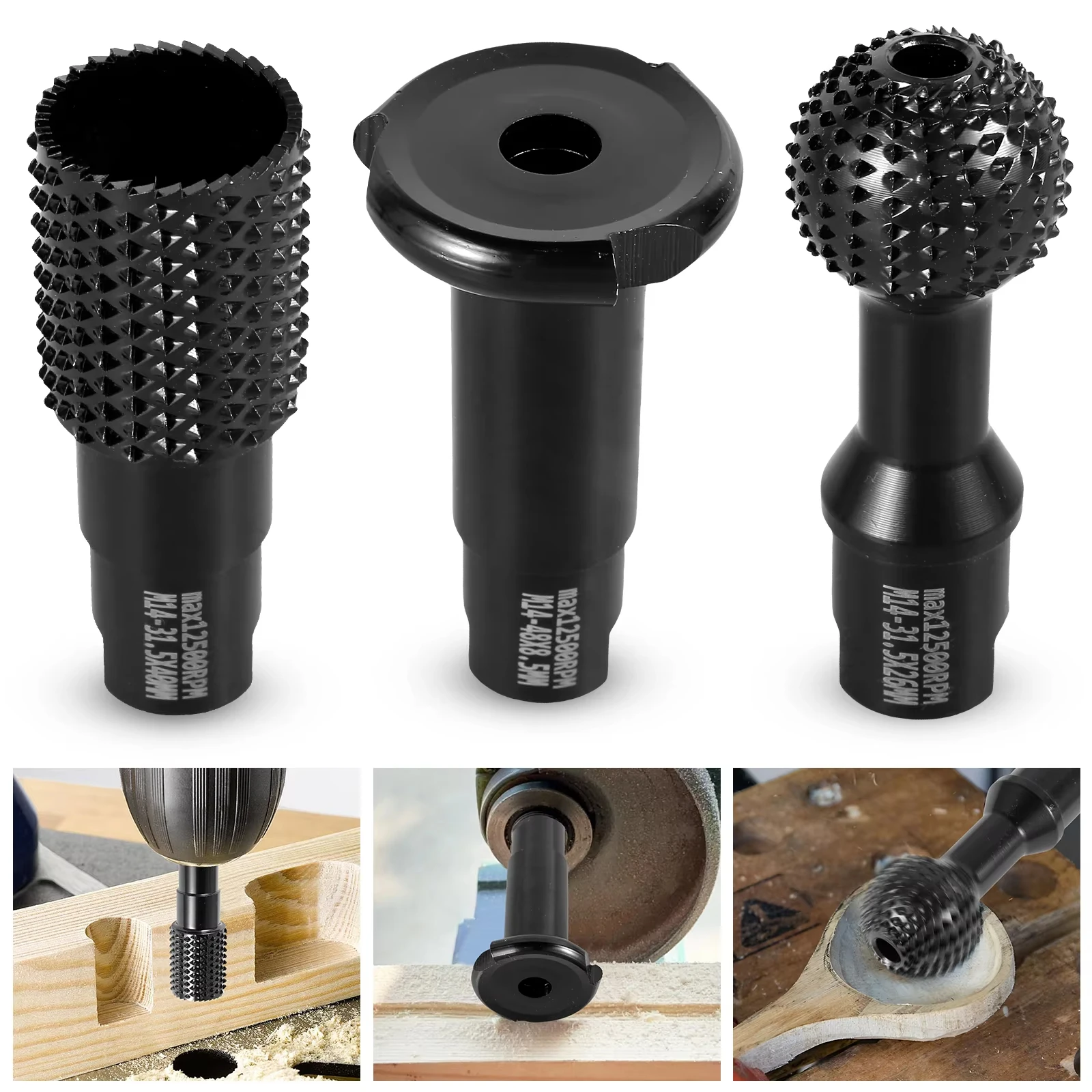 

Woodworking Slotter Alloy Rotary File 3-in-1 Set Grinding Opening Reaming Grinding Ball Chiseling Woodworking Tools