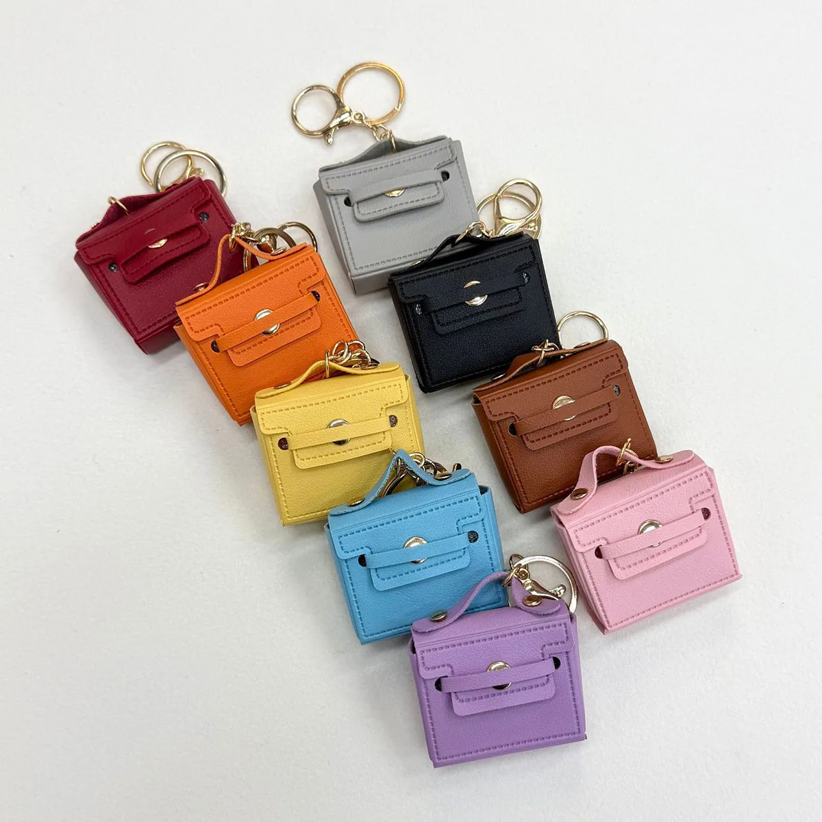Mini Keychain Cute Candy Color Small Square Bag Pendant Creative Kawaii Car Decoration Bag Accessories Wholesale