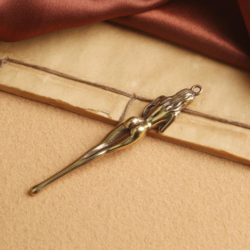 Brass Bare Female Ear Pick Keychain Pendant Beauty Ear Pick Ear Cleaner Portable Practical Small