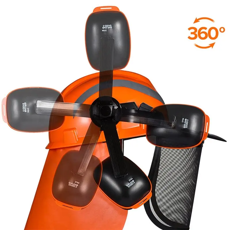 A93PHOT! Industrial Chainsaw Helmet For Forestry And Arborist Work Includes Ear Mesh And Clear Plastic Adjustable Visors