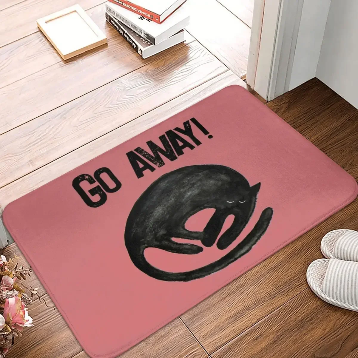 Go Away Rude Black Cat Social Distancing Doormat Rug carpet Mat Footpad Polyester Non-slip Kitchen Bedroom balcony toilet