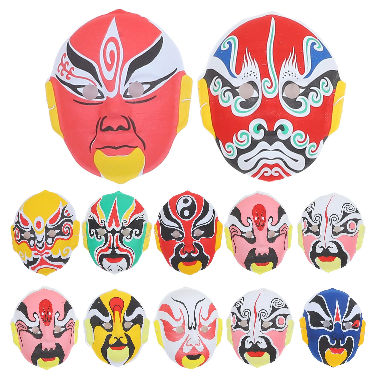 12 Pcs Face Mask Flocking Cosplay Dedicated Chinese Style Opera Party Beijing The