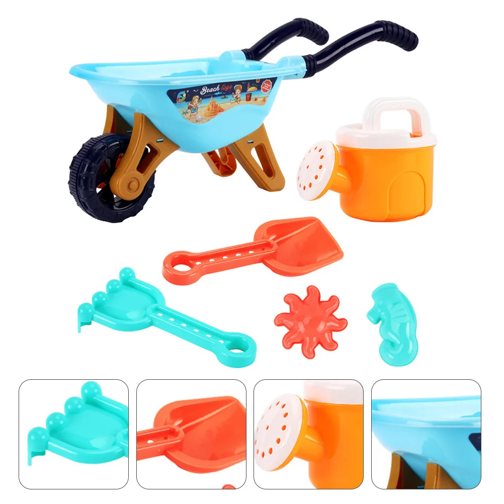 Beach Accessories Toy Stroller Outdoor Toys for Kids Child Wheelbarrow Orange Plastic