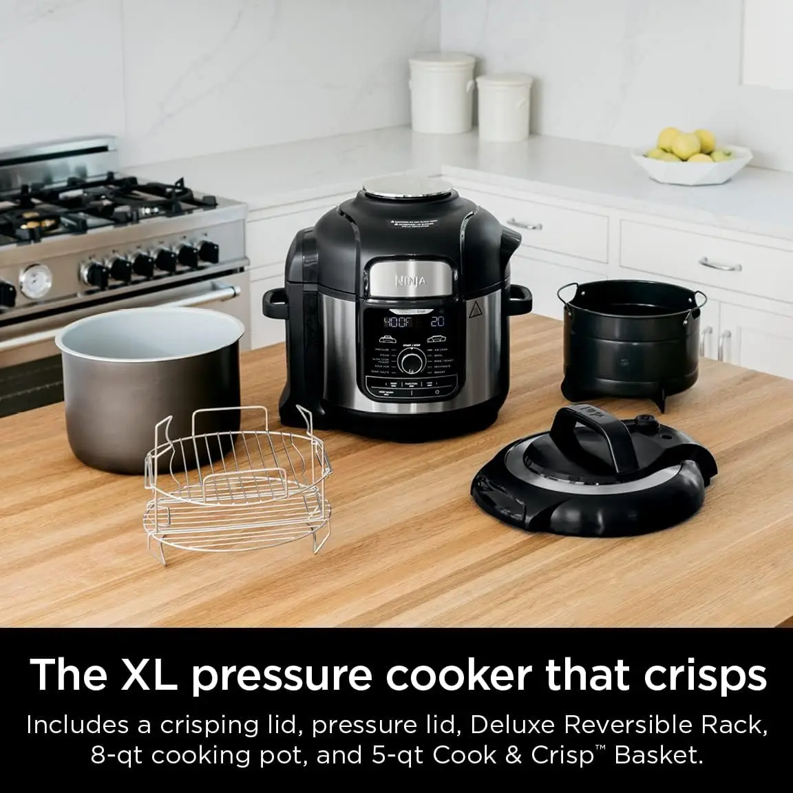 Foodi 12-in-1 Deluxe XL 8 qt. Pressure Cooker & Air Fryer that Steams, Slow Cooks, Sears, Sautés, Dehydrates & More, with 5 qt.