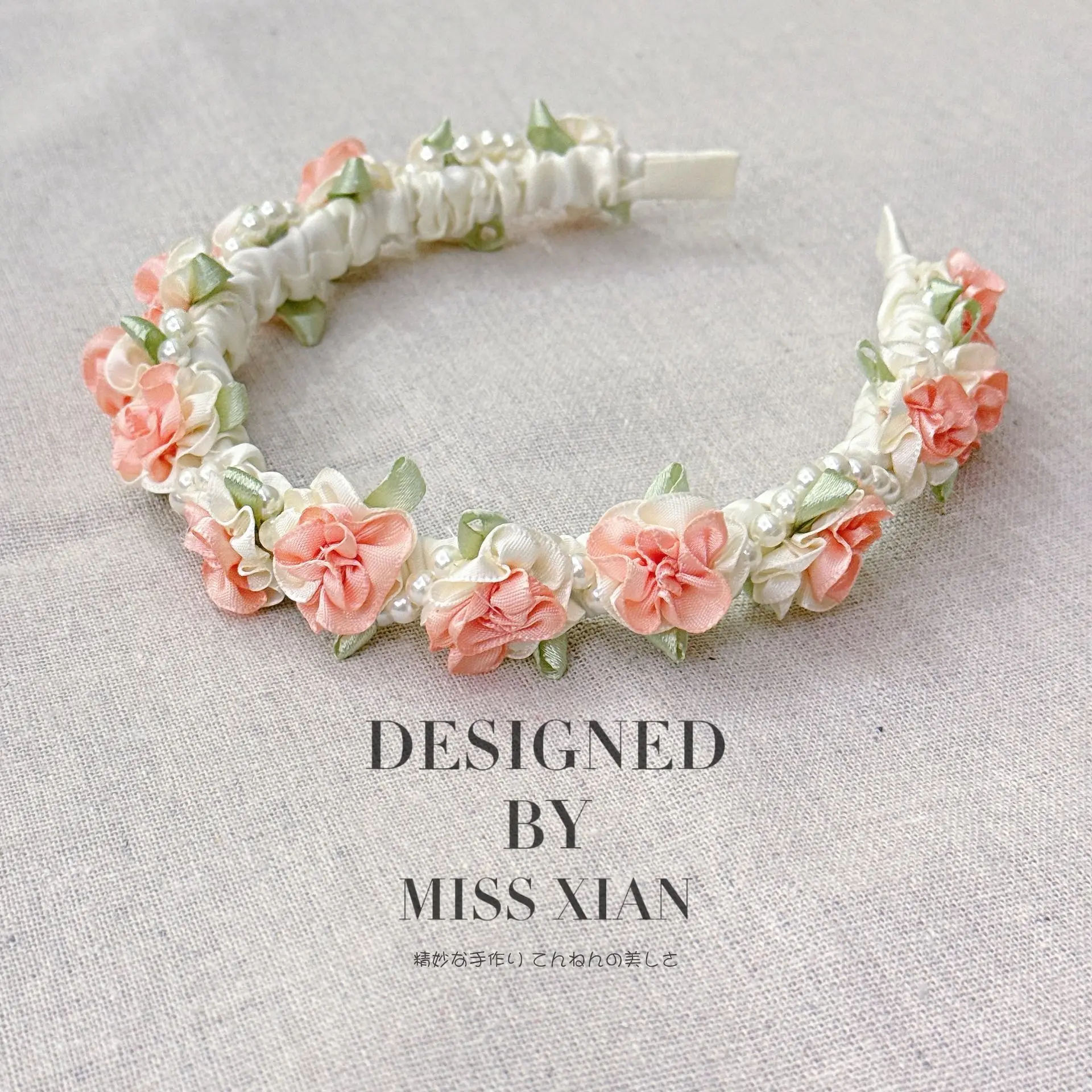 

Forest Style Jasmine Headband Korean Super Fairy Mountain Camellia Pearl Bow Girl's High-end Feeling Sweet Headband, Headwear