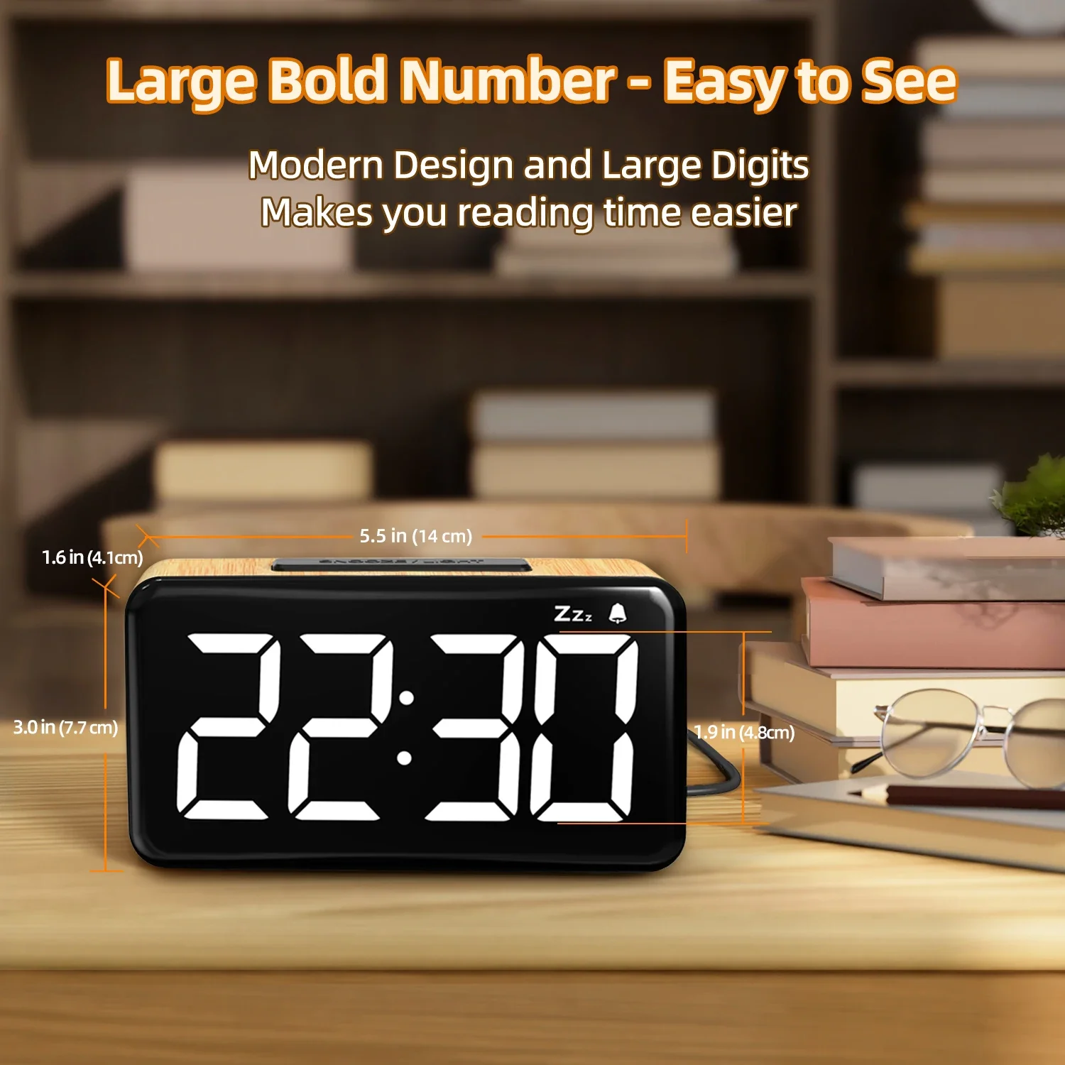 

Wooden Digital Alarm clocks Wooden Digital Alarm Clock, LED Alarm Clock With Large Display Desk Clocks For Office Bedside Clock