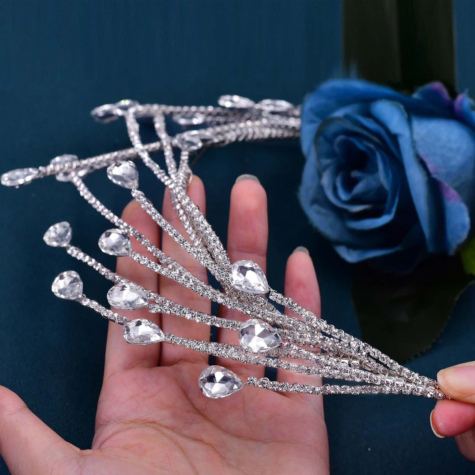 Woman's Jewelry Hair Accessories Rhinestone Hairpiece with Bridal Crown and Crystal Headband Wedding Tiara HP497