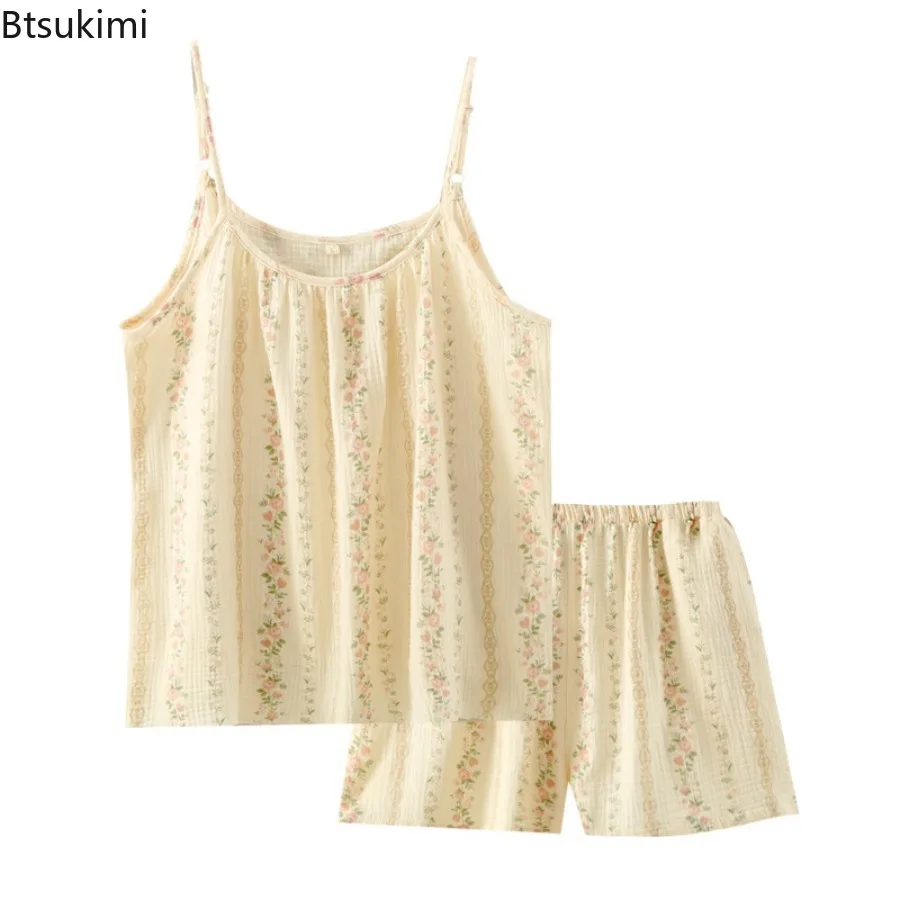 2025 Simple Thin Style Pyjamas Women's Summer Casual Wear Shorts Pyjama Set Cool and Comfortable Fashionable Printing Sleepwear
