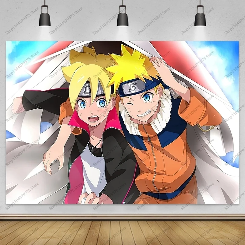 خلفية تصوير لعيد ميلاد الأطفال ناروتو ، ديكور حفلة عيد ميلاد للفتيات ، ديكور حفلة طفل #3