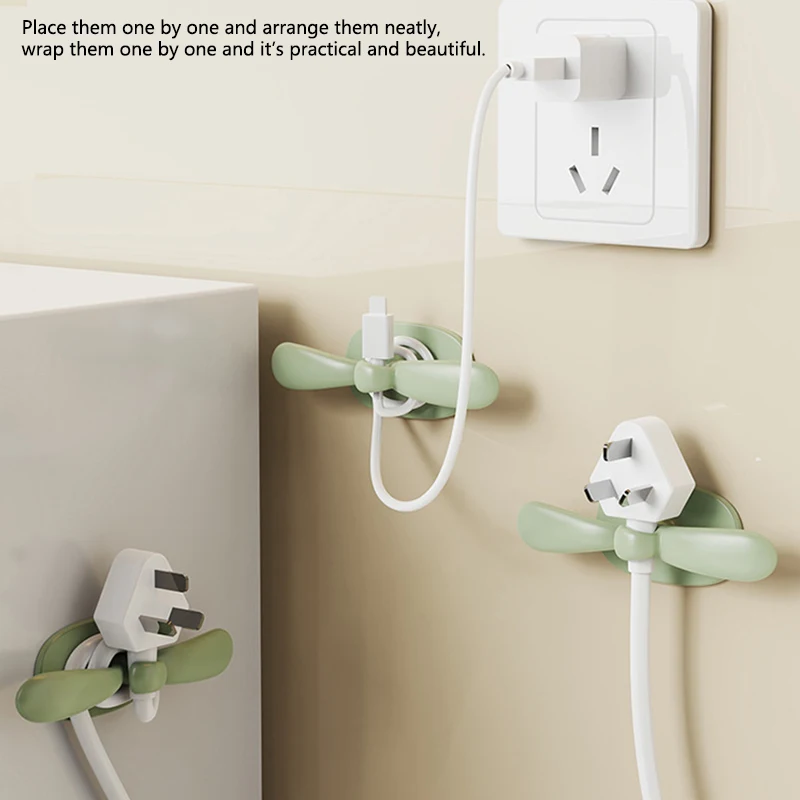 Wall Mounted Plug Hook Holder Kitchen Storage Cord Winder Cable Organizer Electric Fan Cord Desktop Holder Essential Home Tools