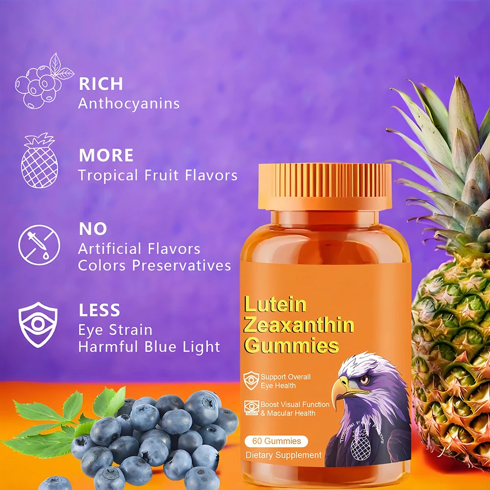 

Lutein & Zeaxanthin Eye Vitamins Gummies for Daily Eye Health – 20mg Lutein, Sugar-Free, High- Blue Light Support