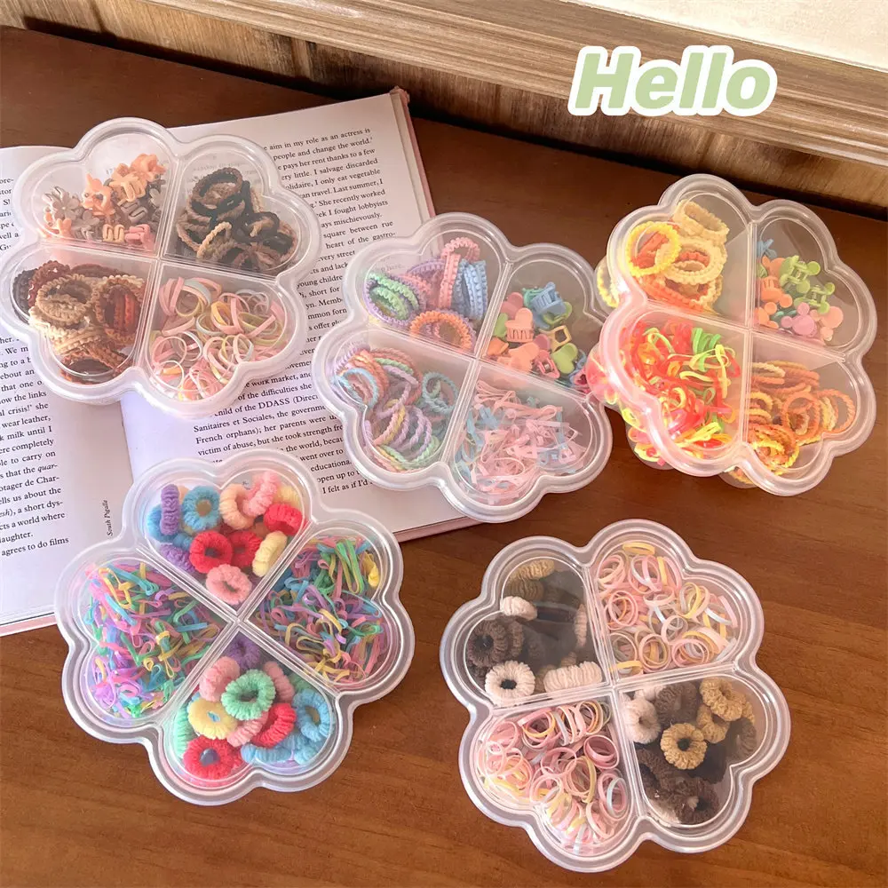 230/350Pcs Children\'s Headwear Set Mini Hair Clips Rubber Band Colorful Princess Headbands Girls Gift Box Hair Bands Accessories