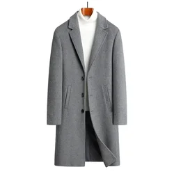 Abrigo largo de lana para hombre, abrigo de longitud kneee, otoño e invierno, 54.5% Abrigos de moda juvenil, abrigo de Cachemira