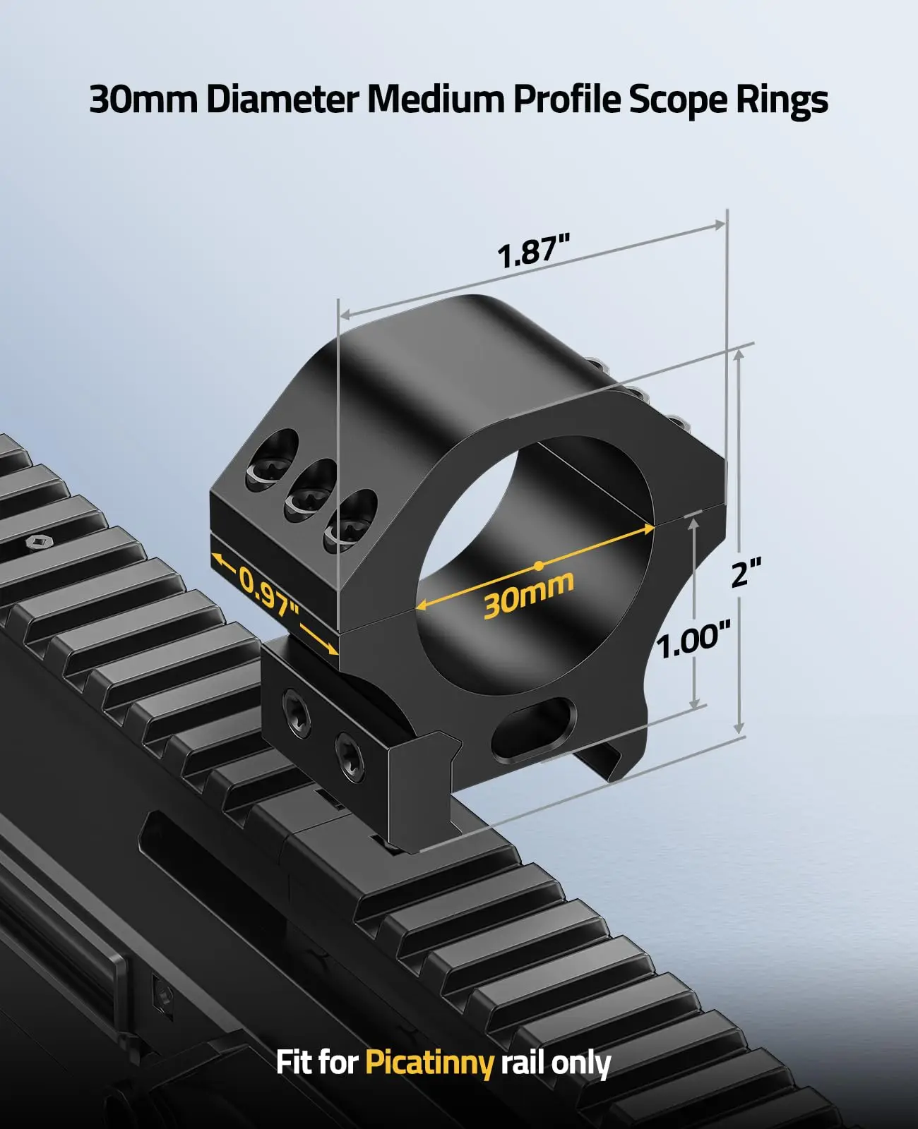 2 Pezzi Anelli Cannocchiale Da 30mm Alti Per Montaggio Picatinny 20mm – Max Robustezza